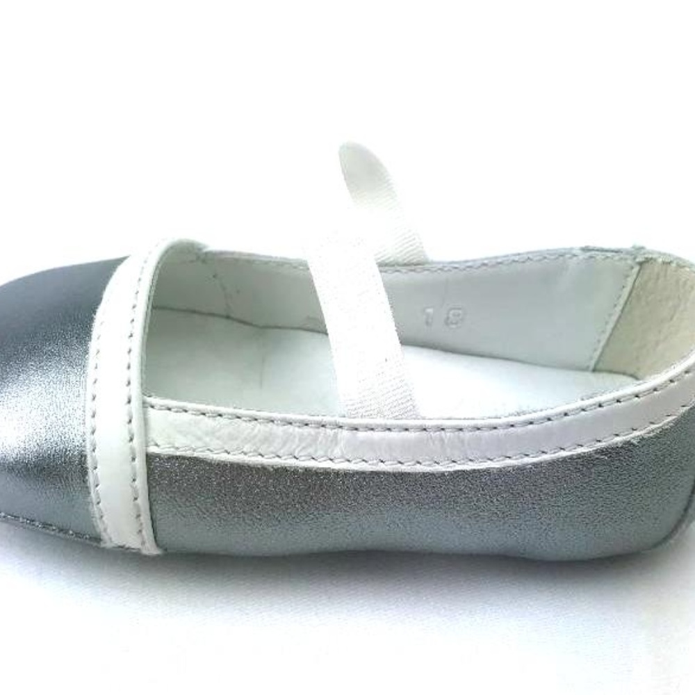 TOD'S BABY Italian Leather Ballerinas in Silver wi - Picture 5 of 6